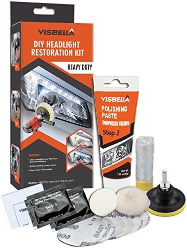 Visbella - HG0086AC1B DIY Headlight Restoration Kit Renewal with Protectant Fix Remove Buffer and Polish Cloudy Lights Taillights Fog Lights Directional Lights, Clear