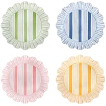 Juliska Cabana Stripe Melamine Dessert/Salad Plate Assorted Set/4 - Multi