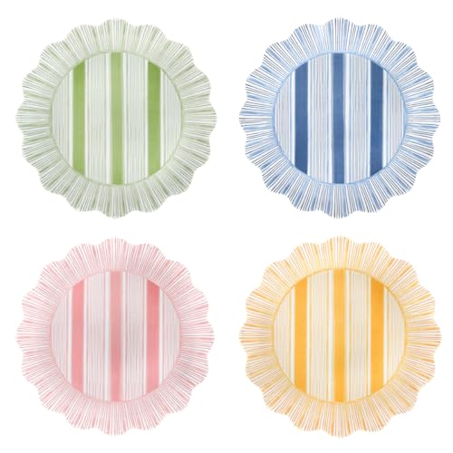 Juliska Cabana Stripe Melamine Dessert/Salad Plate Assorted Set/4 - Multi