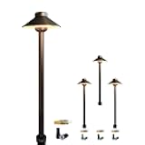 COLOER Brass Low Voltage Pathway Lights Wired 4-Pack with 2W LED G4 Bulb,12V Waterproof China Hat Outdoor Path Lighting for Yard, Patio, Landscape, Planter, Walkway(602B)