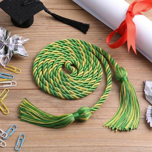 24 Pack Graduation Honor Cords with Tassels - 68 Inch Braided Cords Bulk for High School College University - Bachelor, Master, Doctoral Ceremony (Green and Gold) by CORVIDA - Image 2