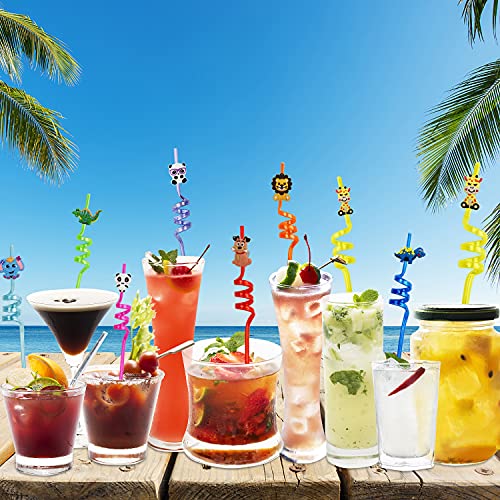 Ynaize 8 Pieces Jungle Safari Zoo Animal Theme Party Supplies Straws Reusable Plastic Straws For Kids Birthday Party Favors, Family Party Table Decorations #TOP4