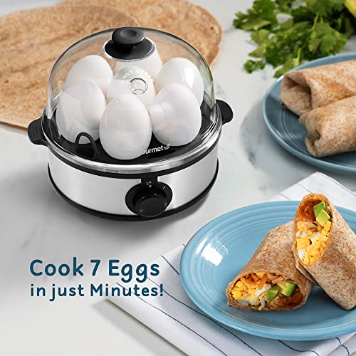 Elite Gourmet Egc648 Rapid Egg Cooker, 7 Easy-To-Peel, Hard, Medium, Soft Boiled Eggs, Poacher, Omelet Maker, Auto Shut-Off, Alarm, 16-Recipe Booklet, Stainless Steel #TOP1