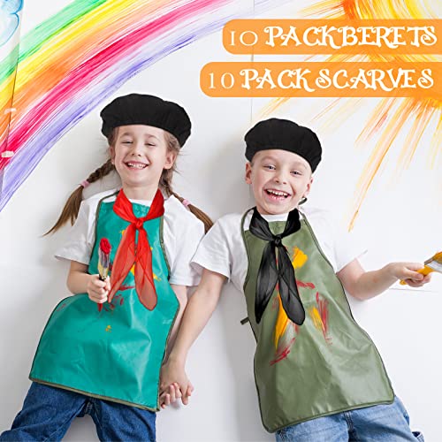 Laumoi 20 Pcs Wool Beret Hat French Beret Bulk Artist Beanie Beret Party Hats With Color Neck Scarf For Adult Child (Fresh Colors) #TOP1