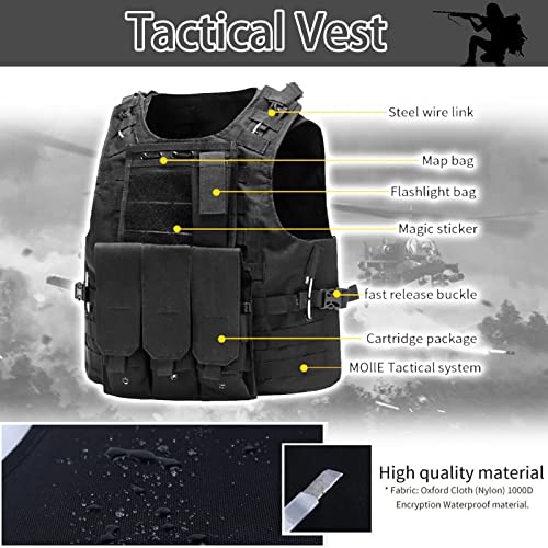Tempsnow Tactical Vest, Lightweight Airsoft Vest, Adjustable Paintball Vest with Removable Pouch