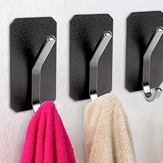 ProChosen Towel Hooks,6 Packs Stainless Steel Self Adhesive Hooks NoDrill Needed Maximum Weight Capacity 22 lbs,Coat Hooks Anti-Rust Waterproof Hooks for Kitchen Bathroom Office Hanging Thing