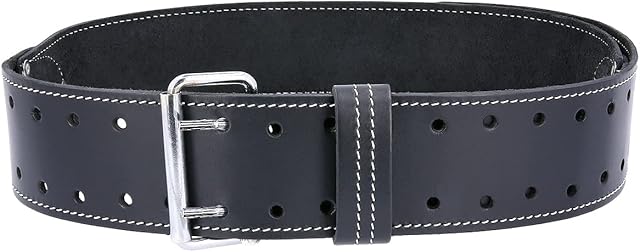 TOUGH MASTER Leather Work Belt 31-53 Heavy Duty Double Pin Strong Buffalo Saddle Leather for Tool Pouch Usage Builders, Carpenters, Electricians, Plumbers