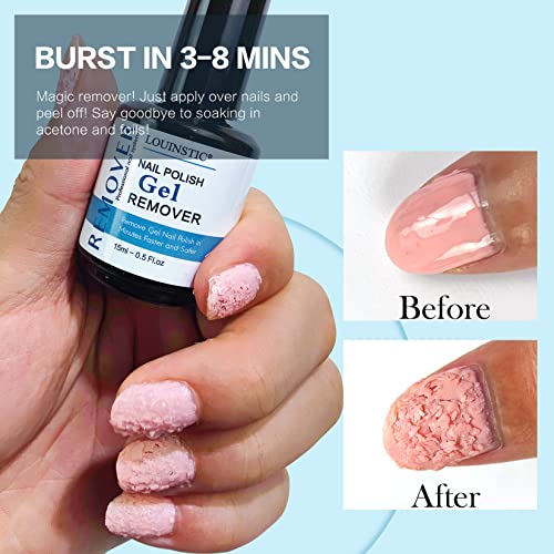 Louinstic Gel Nail Polish Remover With Cuticle Oil For Nails, Gel Remover Quick Remove Gel Nail Polish Within 3-5 Mins, Nail Polish Gel Remover Removedor De Esmalte Gel #TOP2