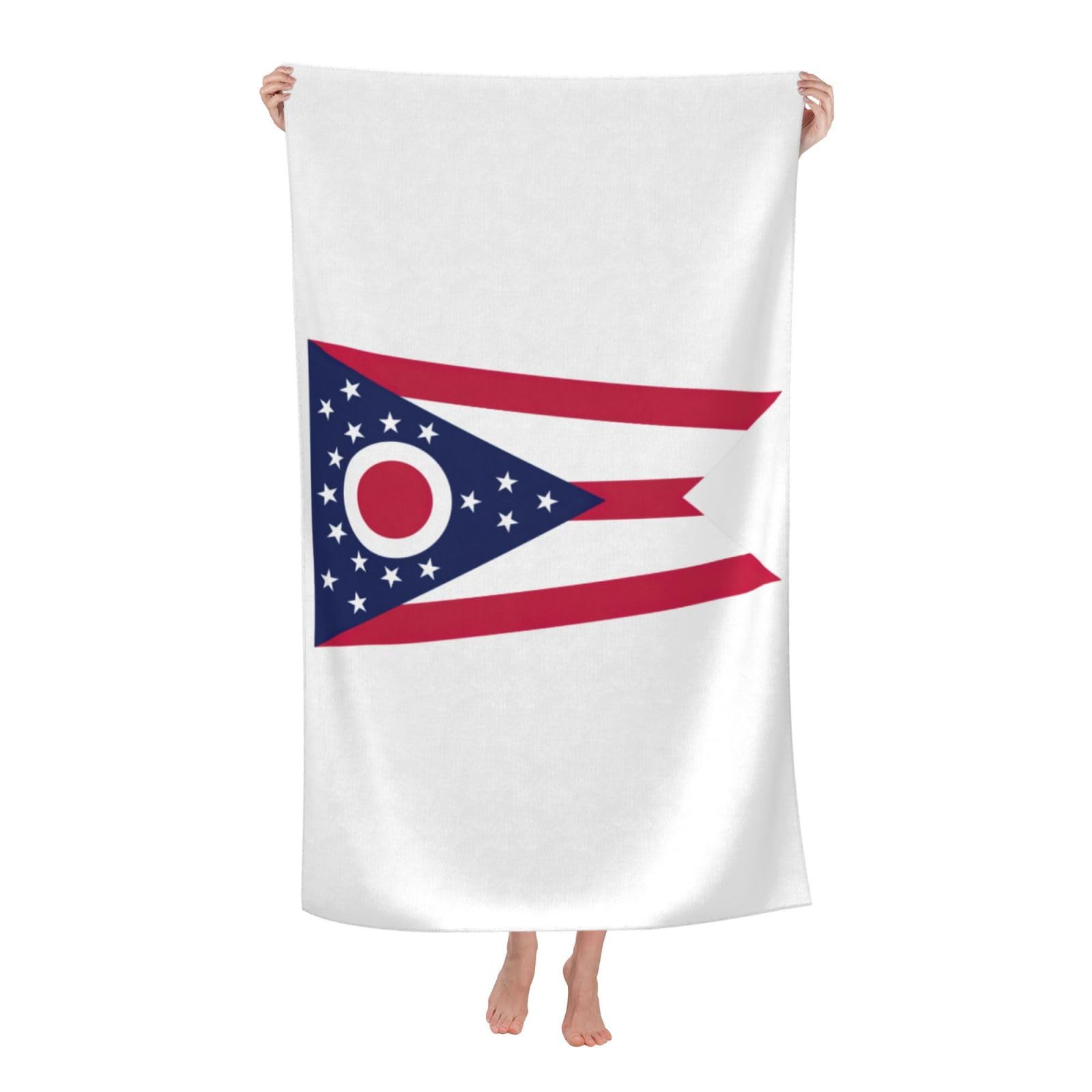 NImongt Ohio State Flag Print Oversized Adult Beach Towel For Travel Weekend Getaways Festivals Camping Trips