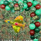 Army Birthday Party Decorations, Camouflage Balloons Garland with Tank Balloon Camo Netting for Adul