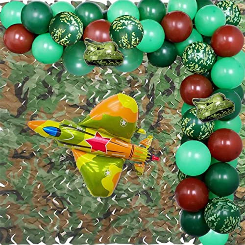 Army Birthday Party Decorations, Camouflage Balloons Garland With Tank Balloon Camo Netting For Adults Kids Military Party Outdoors Themed Birthday Party Supplies #TOP14