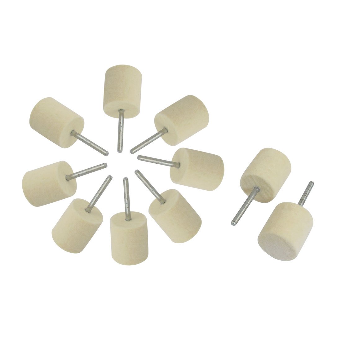 Uxcell White, Silver Tone Sourcingmap 10 Pcs Buffing Polishing 3Mm Shank 20Mm Hard Cylindrical Felt Bobs