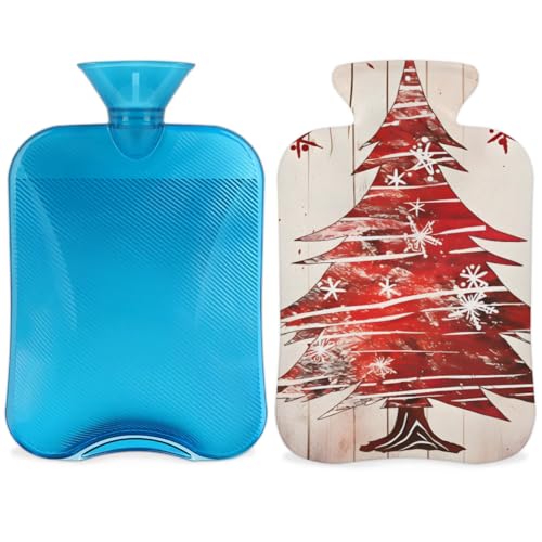 Hot Water Bottle with Soft Cover,2L Christmas Tree Hot Water Bag for Hot and Cold Compress, Hand Feet Warmer, Magical Tree Rubber Hot or Cold Water Bottle Halloween Christmas Decorations
