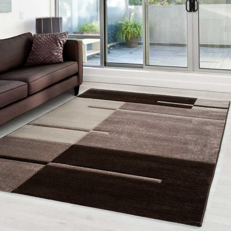 Tapis 3D moderne pour couloir et entrée Hawaii marron 80x300 cm
