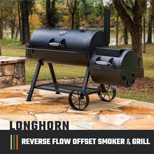Oklahoma Joe's Longhorn Reverse Flow Offset Charcoal Smoker and Grill with 1060 sq. in. Cooking Area in Black by oklahomajoes - Image 2