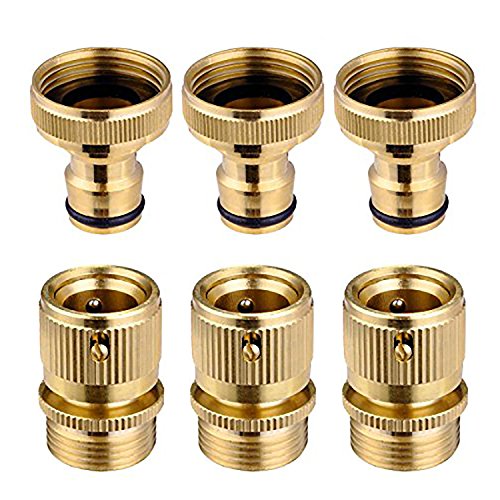 cozyou - cozyou 3/4 Inch Garden Hose Quick Connector Brass Faucet End Connect Fitting 3 Sets Male and Female - -6%