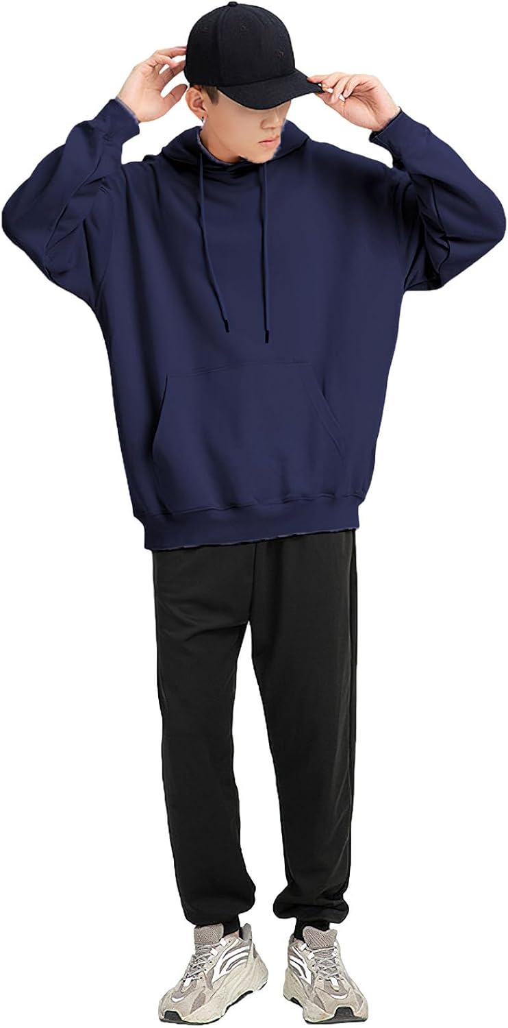ANUFER Unisex Mens Womens Velvet Lined Cotton Pullover Hoodies Casual Plain Sweatshirt Jumper