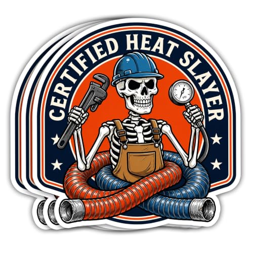 HASODIN Certified Heat Slayer Sticker Funny HVAC Technician Trade Worker Skilled Trades Stickers Waterproof Vinyl Decals for Water Bottle Laptop Car Luggage Scrapbooking Tumbler