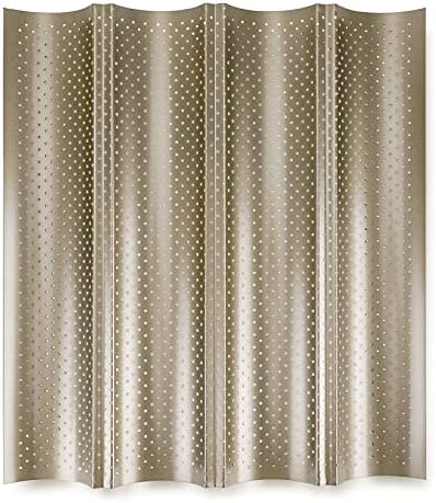 pokeruta Perforated Carbon Steel Baguette Pan Non-stick French Bread Baking Pans Heat Resistant Bread Trays for Baking Loaf Bread,Gold