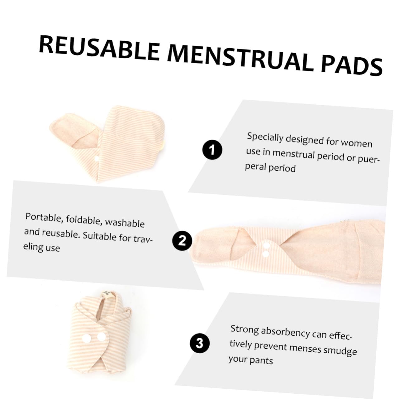 BESTYASH 2 pezzi Assorbenti Lavabili in Cotone Organico per Donna Assorbenti Riutilizzabili Morbidi e Traspiranti Protezione Igienica Ecologica per Ciclo Mestruale e Post Parto