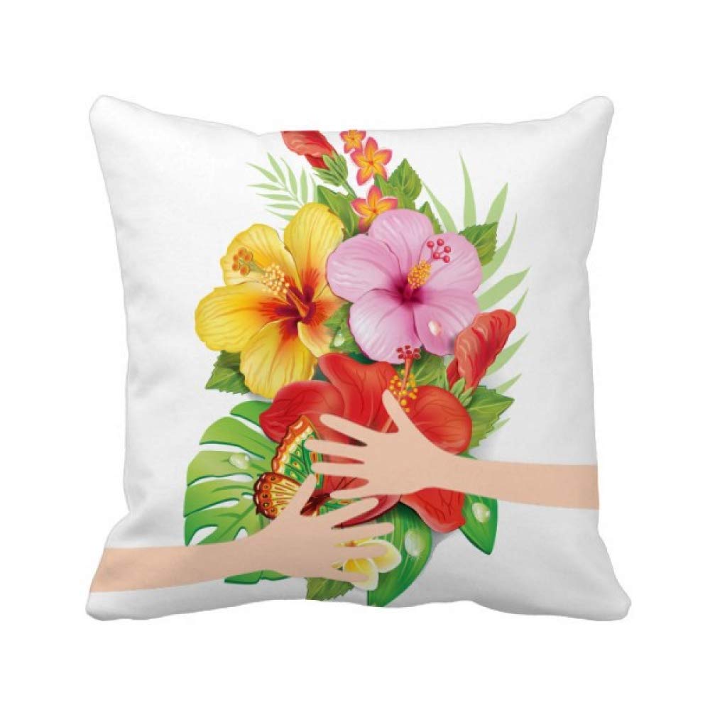 Coussin de Couvrir Bouquet Fleurs Papillon Housse Décorative Canapé Salon