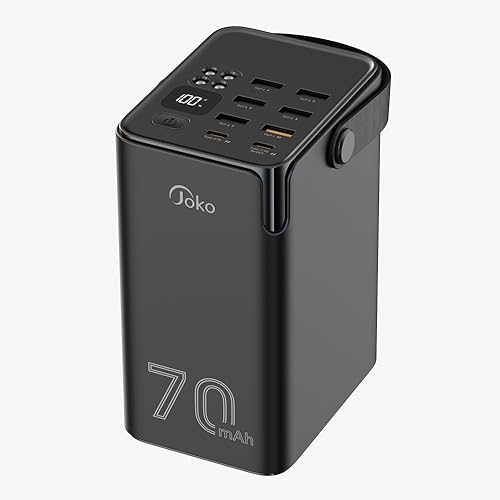 Miniatura 1 de JOKO Banco de energía de 70000 mAh, alta capacidad, 20 W, PD 3.0, carga rápida, 22.5 W, máximo banco de energía grande, 7 salidas 2 entradas,