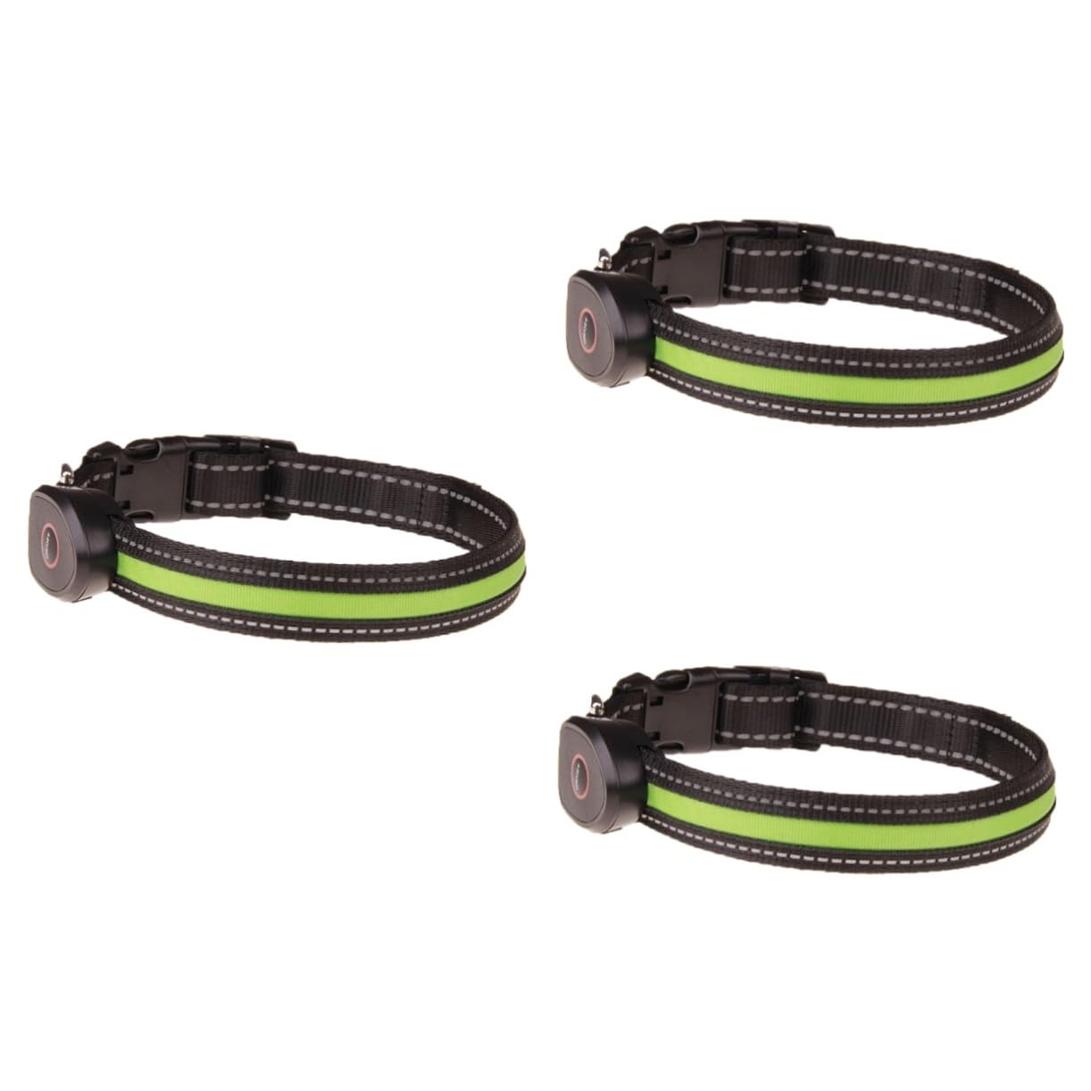 Angoily Collier pour Chien 3 Pièces Lumières LED Clignotantes Chargeur USB Haute Visibilité Vert Taille L