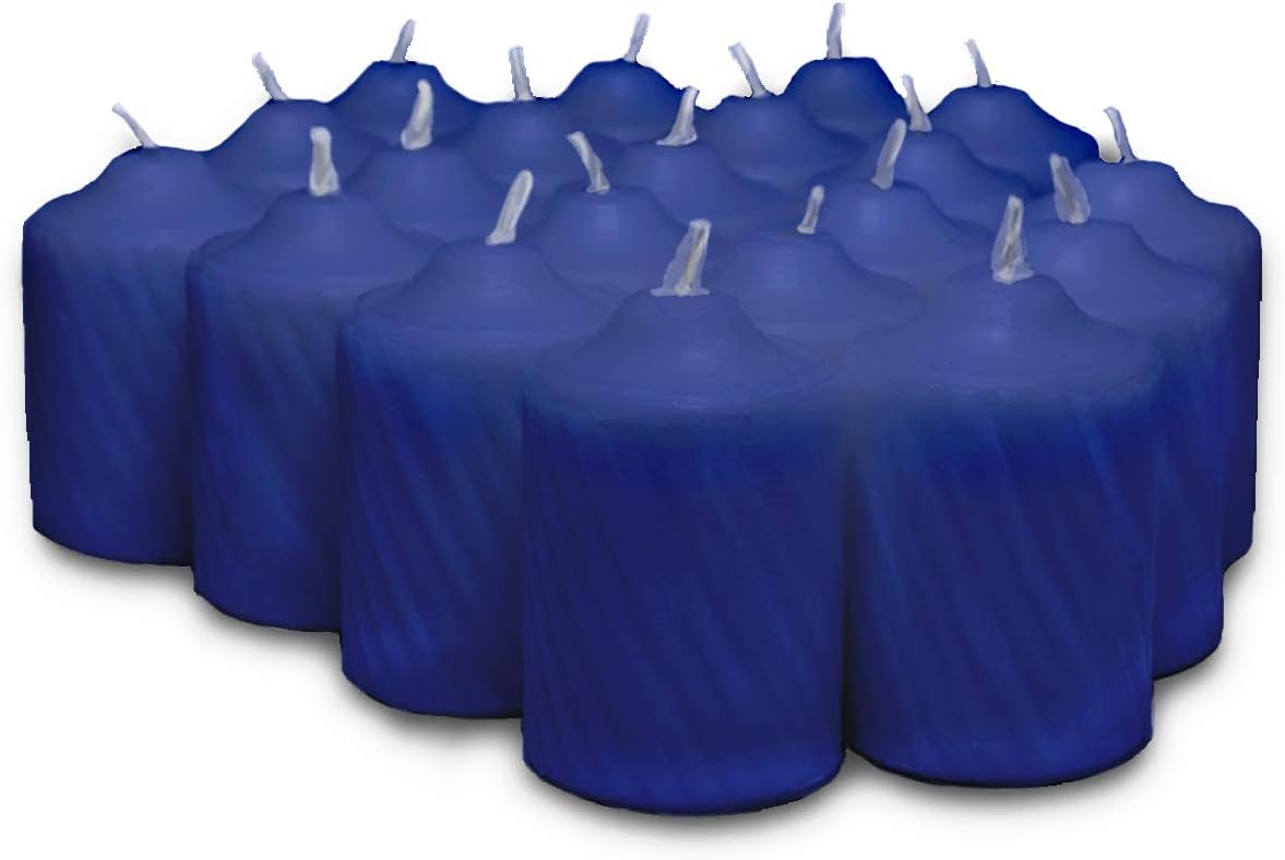Patriot Blue Heather Scented Votive Candles - 15 Hour Long Burn Time - Textured Finish - Box of 20