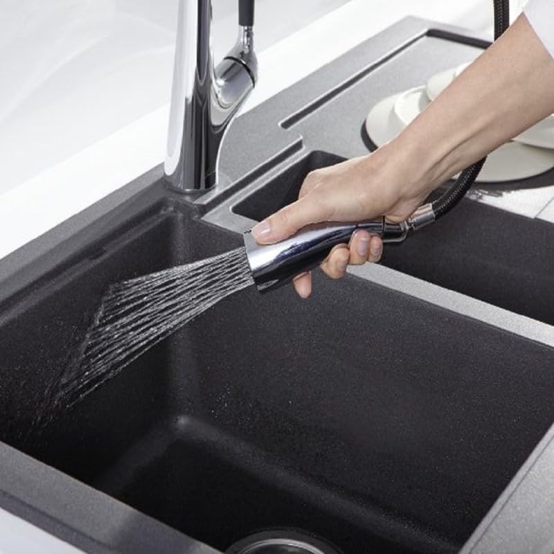 JACOB DELAFON Mitigeur cuisine Malleco Bec haut inox brossé douchette extractible