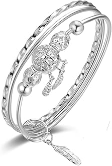 BUYITOSterling Silver Bracelets For Women 925 Sterling Silver Beads Bangle Bracelet Transfer Lucky Cuff Bracelet Adjustable Fashion Women Jewelry