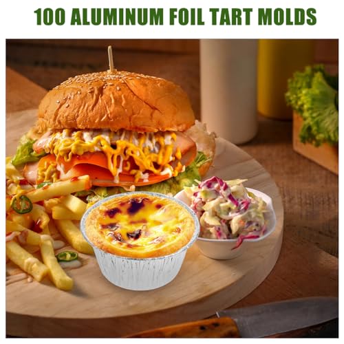 Miniatura 7 de Gatuida 100 Piezas De Tarta De Huevo Flanera Con Tapa Aluminio Para Hornear Empanadas Molde Para Pasteles Moldes Redondos Tarta Huevo Galleta