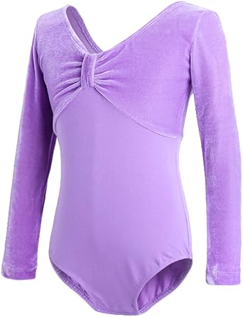 Long Sleeve Leotards for Girls Velvet Ballet Gymnastics Dancewear Bodysuit Outfit