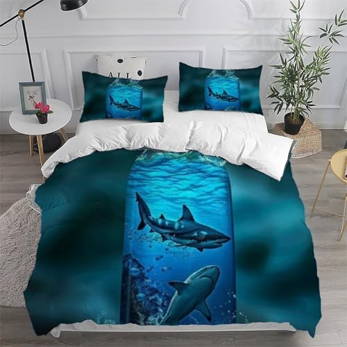 Linge de lit requin king en microfibre premium avec imprimé 3D haute définition