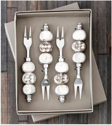 Shiraleah Silver Beaded Cocktail Fork, Set of 4
