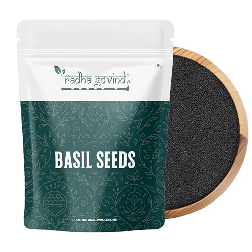Image of Radha Govind Raw Basil Seeds for Eating 400 g High in Fiber and Omega3 Sabja Seeds