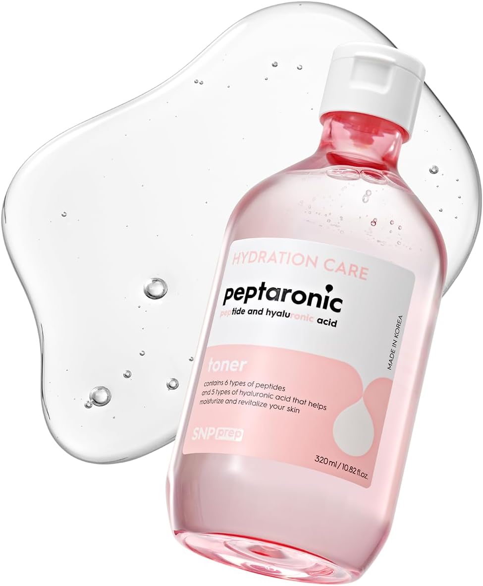 Snp 6 Peptides + 5 Hyaluronic Acid Facial Toner | Moisturizing, Soothing & Firming Korean Skincare for Dry & Sensitive Skin | Daily Face Toner | Peptaronic | 10.8 Fl Oz