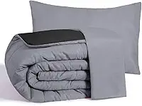 Edredom Casal Queen 3 Peças Margarida - Conforto, Estilo e Maciez para Noites Aconchegantes (Variações) (Preto e Cinza)