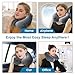 Keemall Inflatable Travel Neck Pillow, Super Soft Plane Neck Support Pillow for Travel Ariplane Sleep Support, Adjustable Neck Cushion Headrest Pillow, Folds Up Nicely, Black Grey