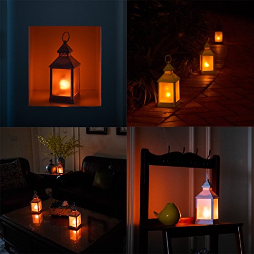11" Vintage Style Decorative Lantern,Flame Effect Led Lantern,(White,4 Hours Timer), Indoor Lanterns Decorative,Outdoor Hanging Lantern,Decorative Candle Lanterns Zkee(Set Of 4) #TOP3