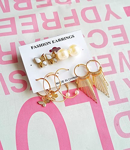 Image of ANNACREATIONS Stylish combo of pearl stud hoop earrings set for Women Girls