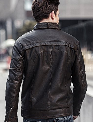 Image of chouyatou Men's Vintage Stand Collar Pu Leather Jacket