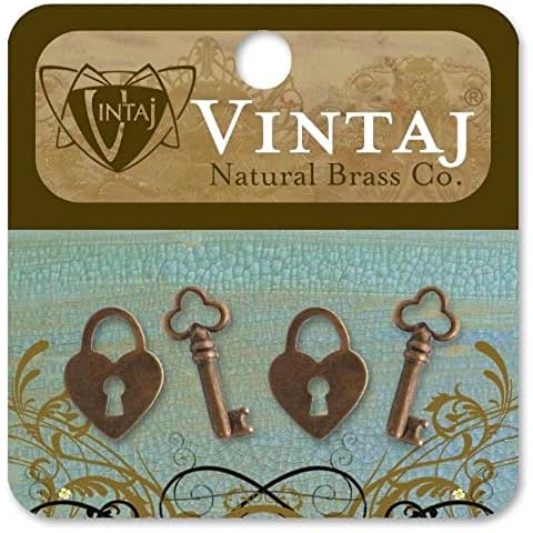 Vintaj ES0718-01 4-Piece Hearts and Keys Decorative Pendant Cover