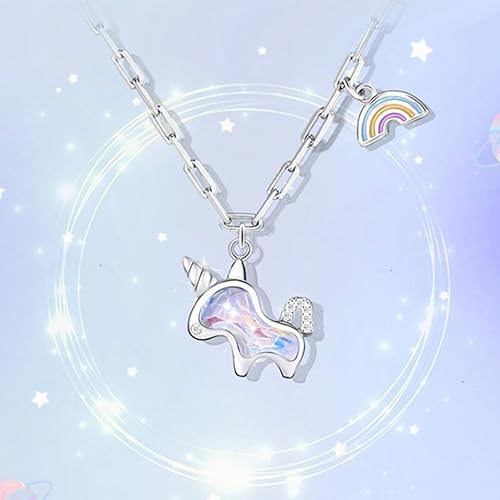 Miniatura 2 de EUNOIA.JWL Collares y colgantes de plata de ley 925 con dije de unicornio para mujeres y niñas, joyería de regalo de fiesta de cumpleaños, Plata