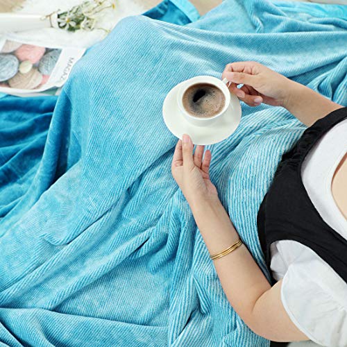 Image of Story@Home Flannel Light Weight Super Soft luxory Throw Blanket for the Bed Cozy Plush Polyster Solid Warm Fleece Couch Gradient Blanket for All Season, 90 inchx78 inch - 1 Pc, Sky Blue