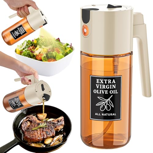 TELUNSHI Olive Oil Spray Bottle 16oz/500ml, 2 in 1 Spray