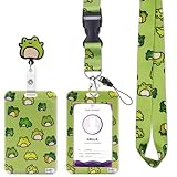 Frog Retractable Lanyards with ID Badge Holder Rotatable Clips - Breakaway Lanyards for ID Badges Holders，Frog Name Card Holders Badges for Nurse Teacher Student Office Work Women Men (Frog)