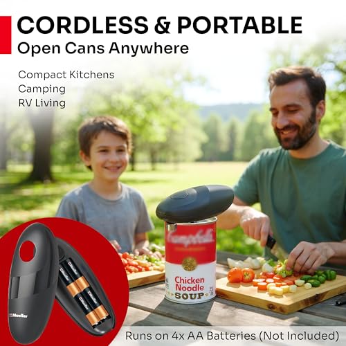 Image of MUELLER HOME SmoothEdge Auto Electric Can Opener - Battery‑Operated One‑Touch w Magnet Lid Lifter, Smooth‑Edge Cut Technology - Portable Hands‑Free Automatic Can Opener for Seniors & Arthritis, Gray