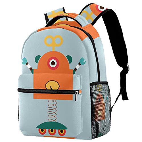 Sac à dos décontracté au motif robot multicolore original et léger