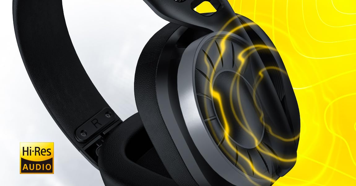 HATOR Hyperpunk 3 Wireless Gaming Headset - Wireless Hi-Res Audio, Hybrid ANC, driver da 40 mm, Bluetooth e 2.4 GHz, batteria da 45 h, microfono rimovibile, USB-C - per PC, PS5, nero