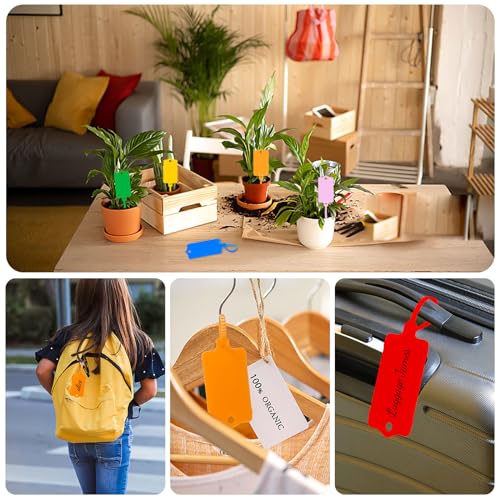 LeonBach 70 PCS Plastic Shipping Tags,1.46\" x 2.48\", Waterproof Labels Writable Hanging Tags with Sealing Strap,Shipping Cable Tie Plastic Tags Label for Keys Luggage Logistic Retail Inventory - Thumbnail 6